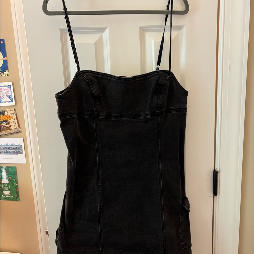 Black Denim Strap Dress